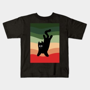 Black cat lay on cozy rug Kids T-Shirt